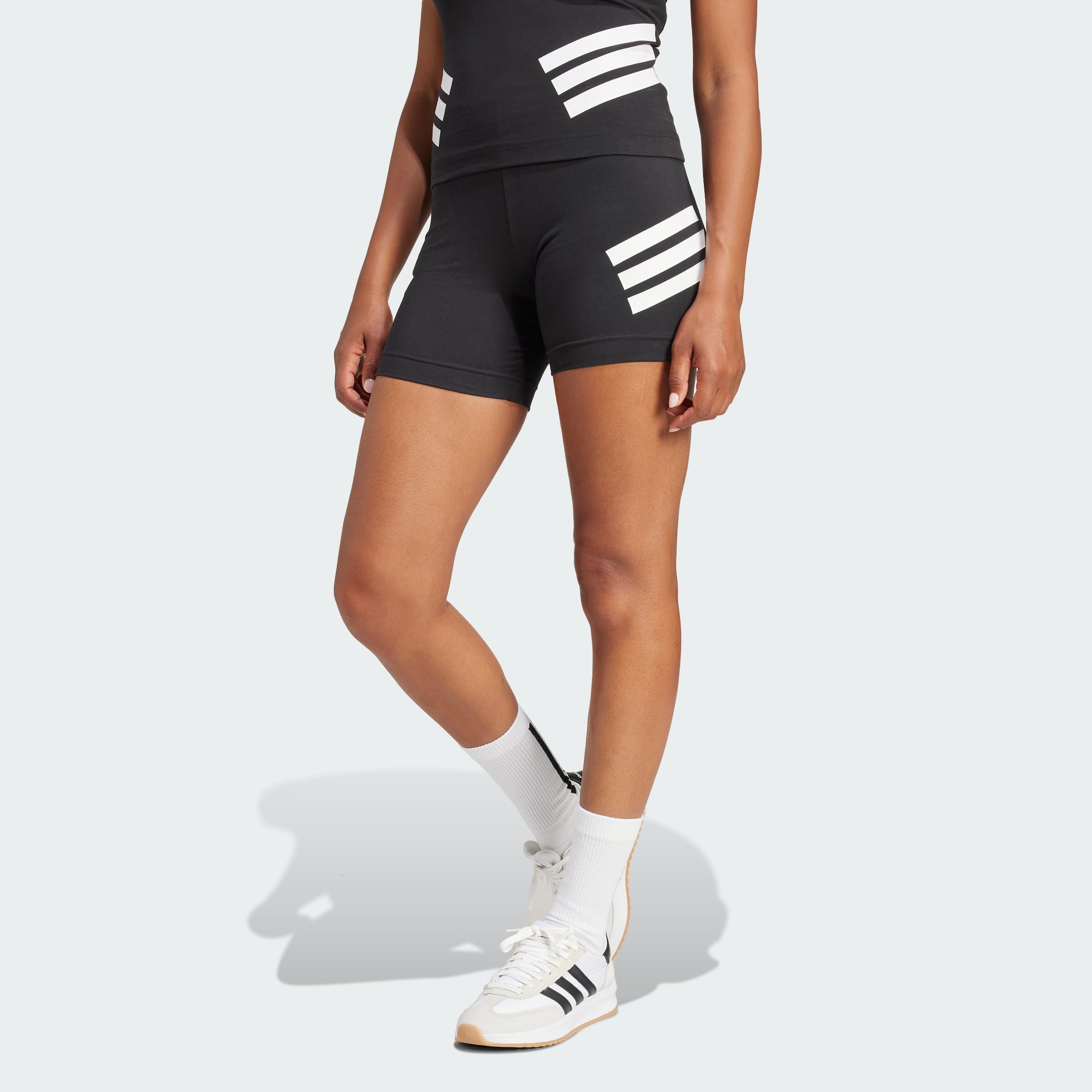 adidas Women's FUTURE ICONS THREE STRIPES BIKER SHORT, black, XS