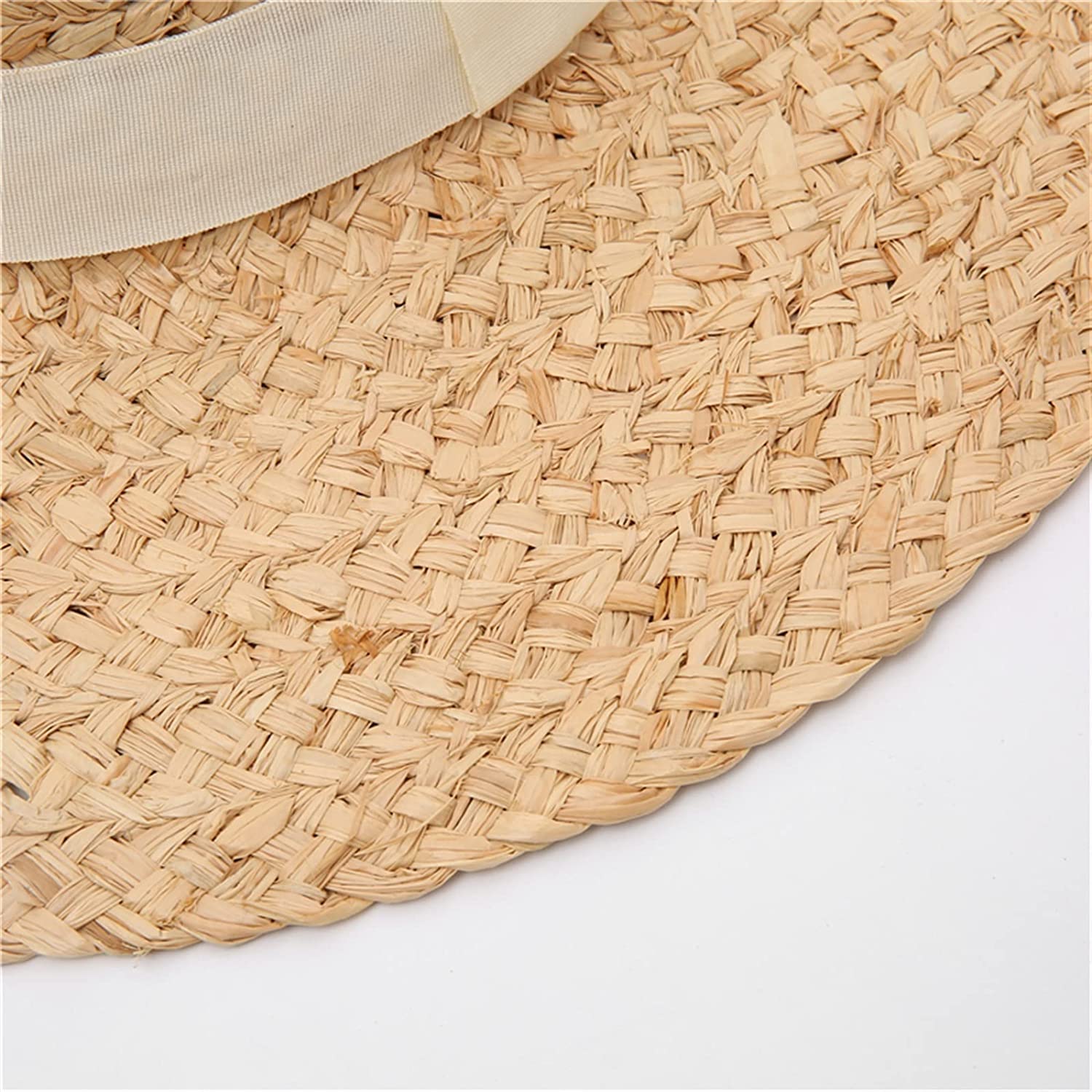 Sombrero de Playa para Mujer, de Rafia, de Paja, de Verano, con Borde Ancho, Bordado, Protector Solar, Plegable (Verde 6 7/87 1/8)