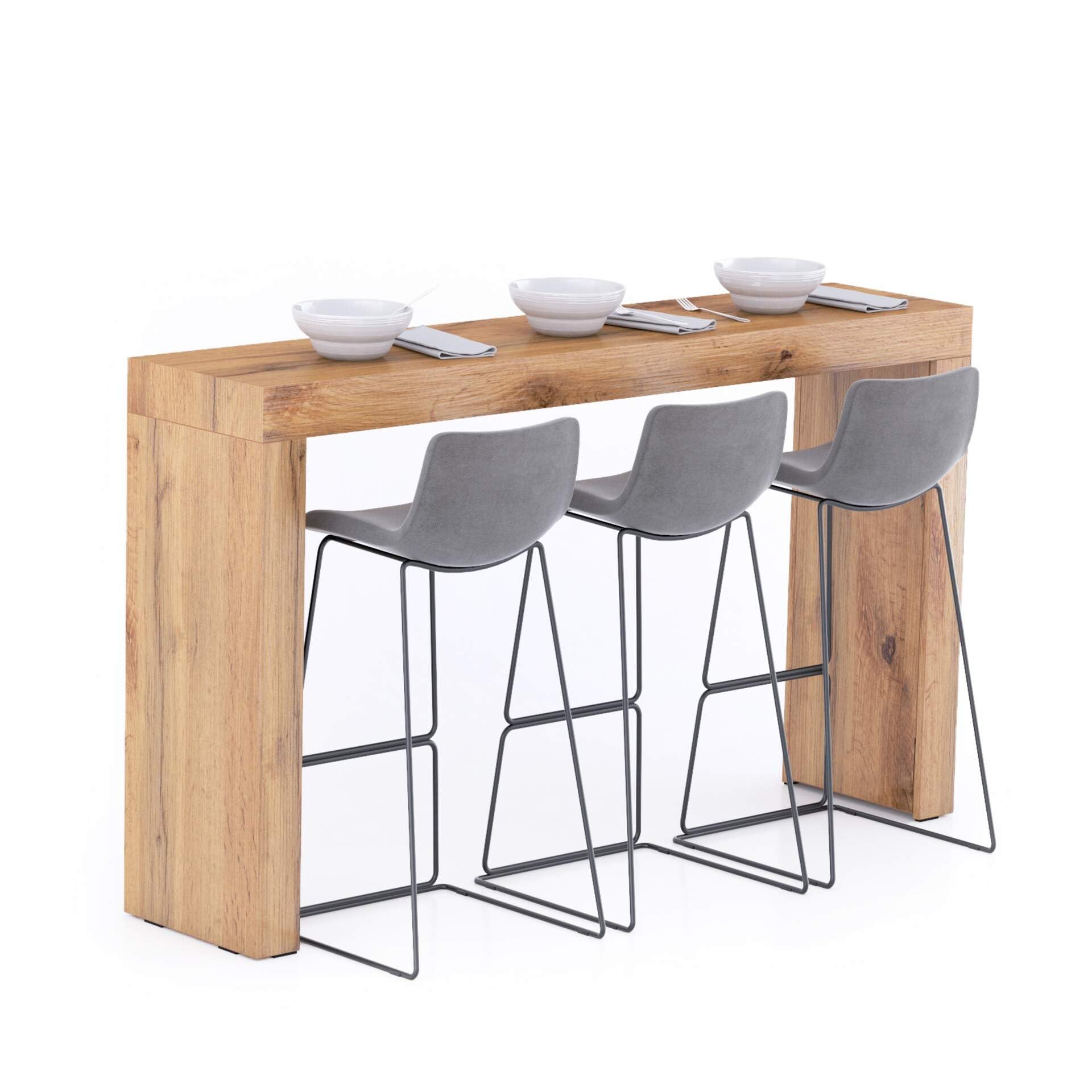 Evolution High Table 70.9 x 15.7 in, Rustic Oak, High Top Table for 3 People, Bar Table, Kitchen Island, Counter Height Bar Table, Italian Furniture