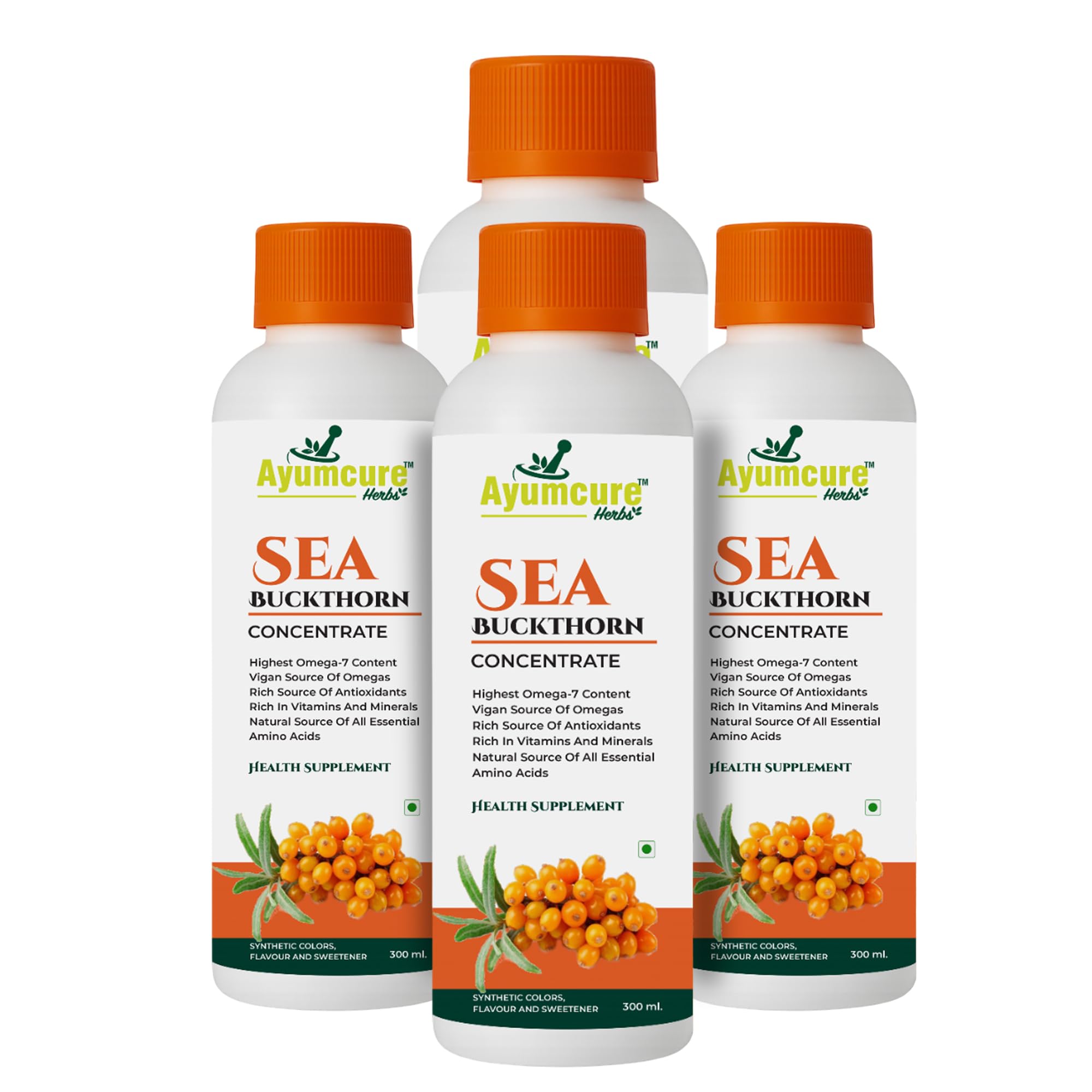 Ayumcure Sea Buckthorn Concentrate Pulp 300ml | High in Omega 3, 6, 7 & 9 | Rich in Vitamins, Minerals & Antioxidants|Sugar-Free Herbal Supplement for Skin, Heart, Brain & Gut Health | (Pack of 2) — Amazon image 9