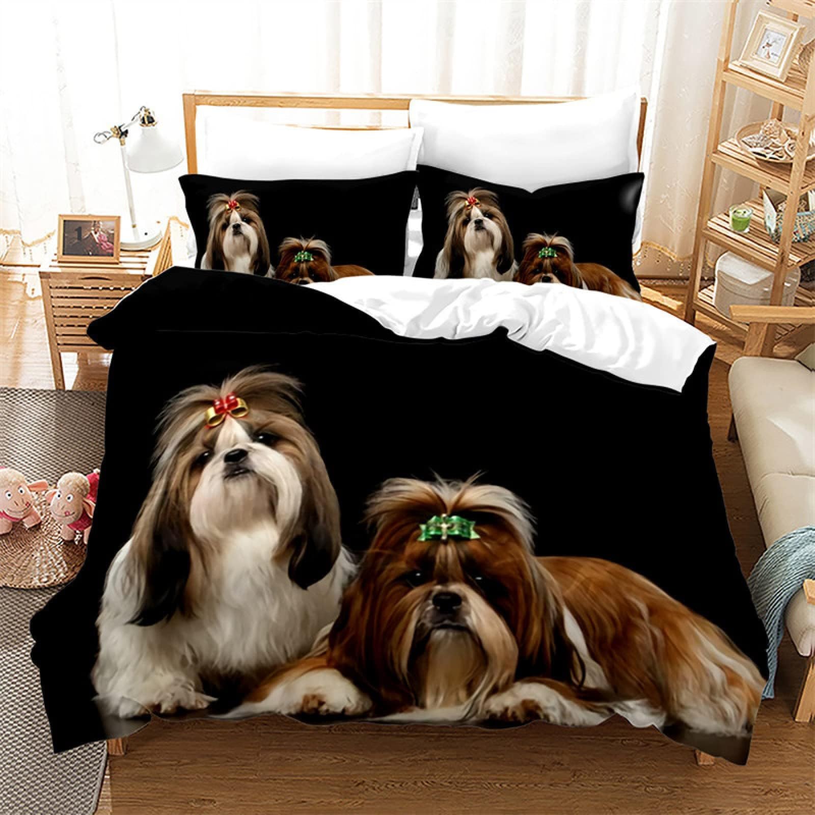 Housse de couette Shih Tzu 240x260 pour une décoration animaux cocooning et chaleureuse