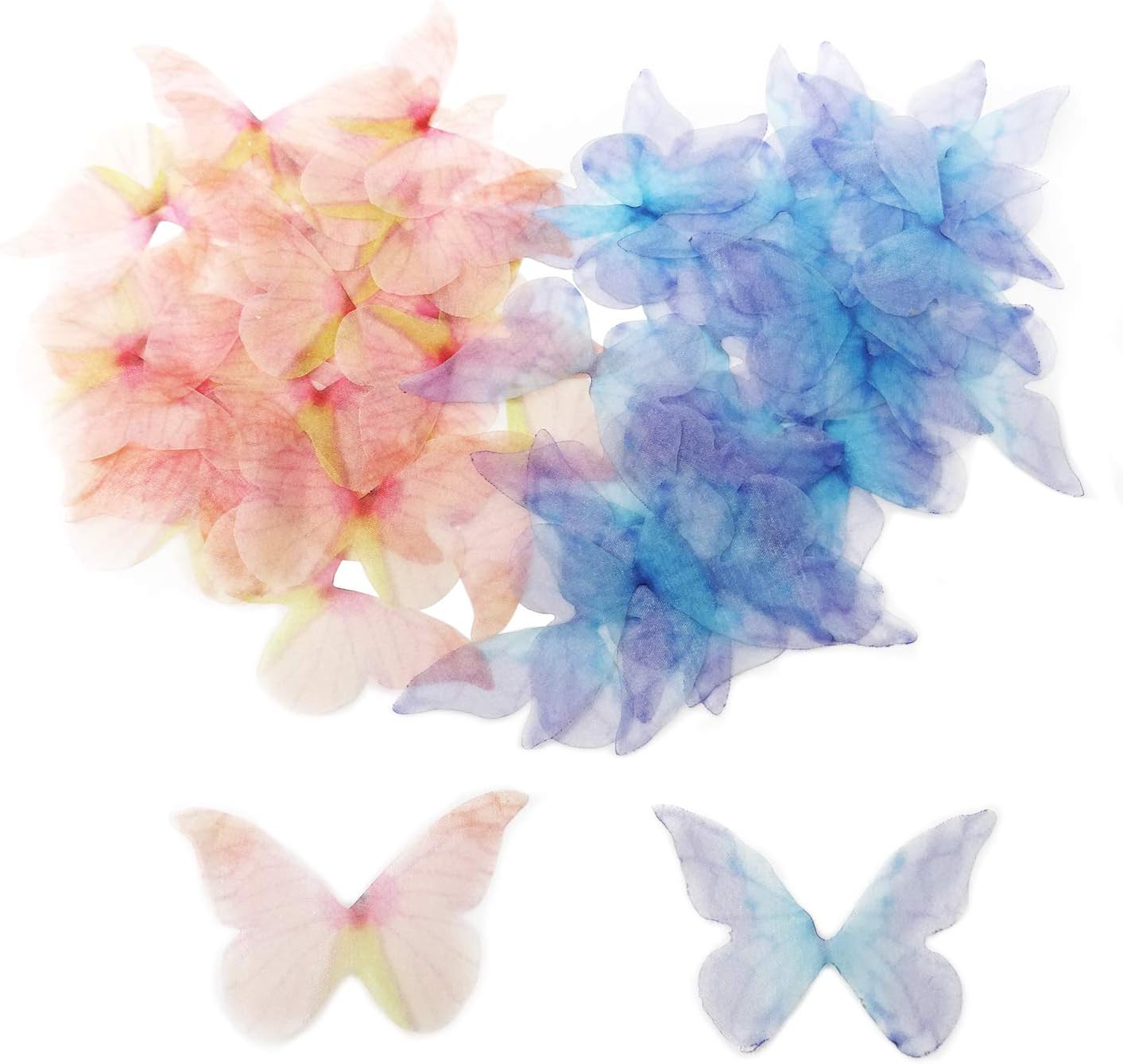 Honbay 60PCS Artificial Craft Butterfly Wing Charms for Women Earring Pendant Jewelry Crafts Hair Clip Decoration (Blue and Pink)