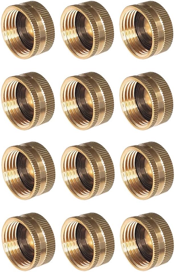 HQMPC Brass Hose Cap Garden Hose End Female 3/4"GHT 12Pcs