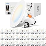 LVWIT 4 Inch 5CCT Retrofit LED Pot Lights, 7W 700 Lumens Dimmable LED Downlight, IC Rated Recessed Lighting, 6 Pack (2700K/ 3000K/ 4000K/ 5000K/ 6000K- 5CCT)