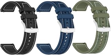 SHEAWA for HUAWEI WATCH GT6/5 Pro 1.8 inches 46 mm, GT6 1.8 inches 46 mm, 3 Piece Replacement Bands, Silicone + Nylon, Watch GT5/4/3 Pro, 46 mm, Sports Replacement Strap, 0.9 inches 22 mm, Accessories Black + Midnight Blue + Army Green