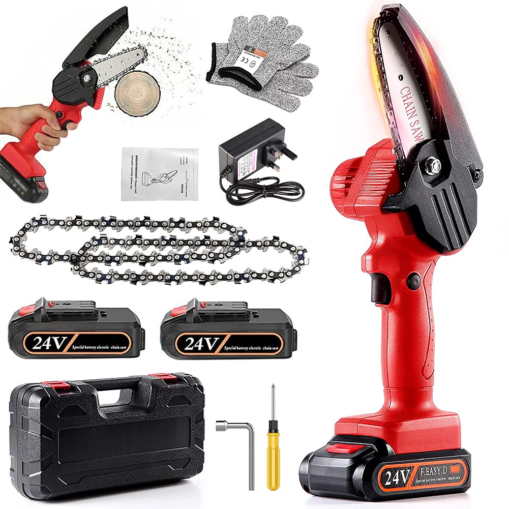 Buy YFung Mini Chainsaw, 4 In Mini Chainsaw Cordless, LED Light and 2