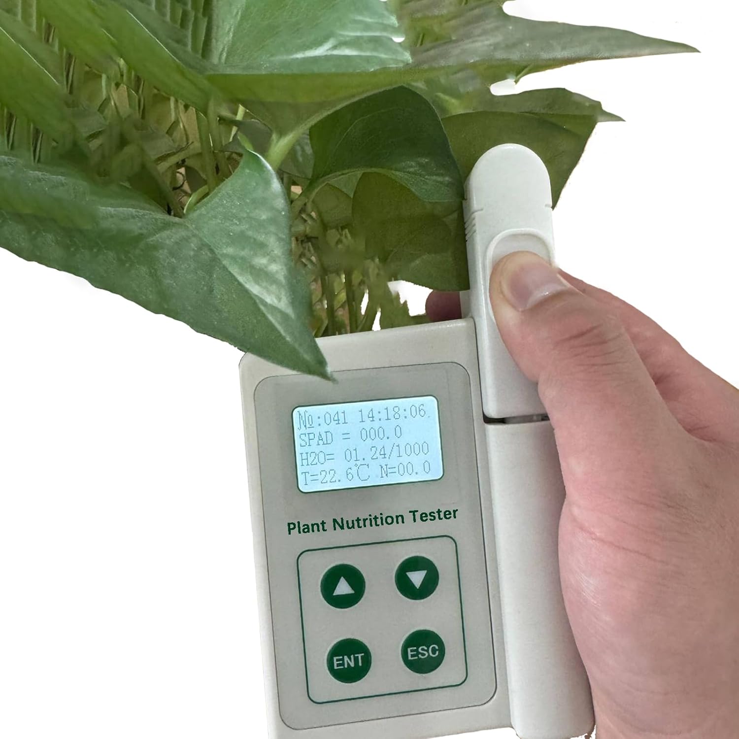 Portable 4 in 1 Plant Nutrition Tester - Testable Chlorophyll Content, Nitrogen Content, Leaf Temperature and Leaf Moisture (Water Thickness), for Precision Farming and Gardening