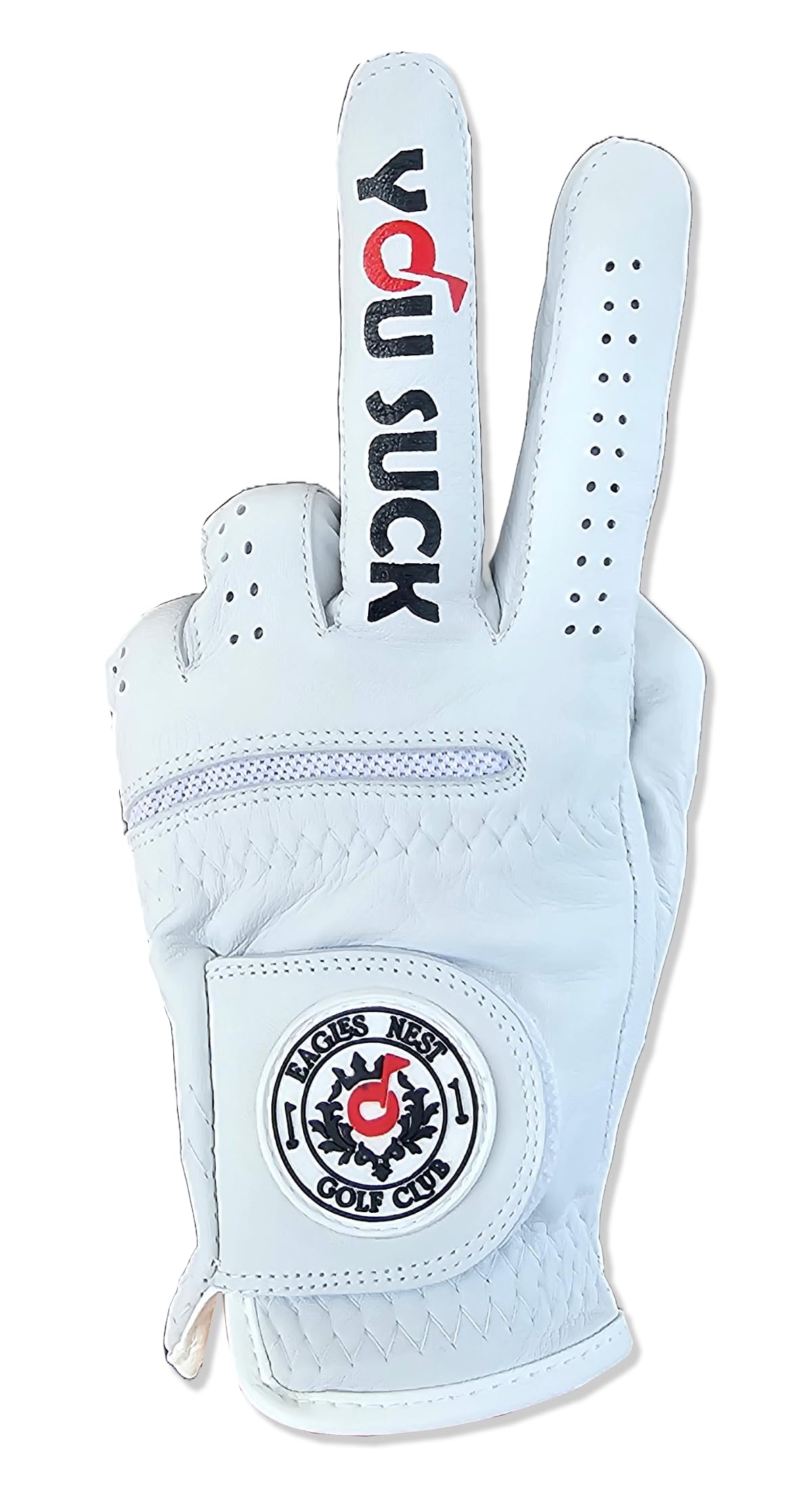 You Suck Funny Golf Glove - Premium 100% Cabretta Leather Shocker Golf Gloves Golf Attire and Essentials for Men, Fun Golfer Gag Gift, Right or Left Hand, Small to XXL Sizes