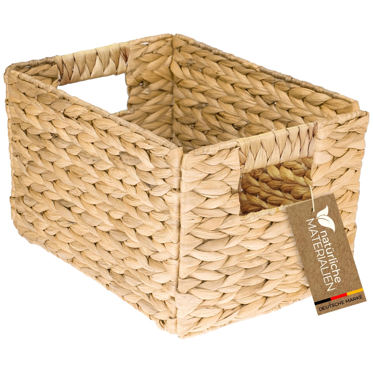 HMF Aufbewahrungskorb, faltbar – Rechteckiger Flechtkorb aus Wasserhyazinthe und Seegras, Größe M (32 x 23 x 20 cm)