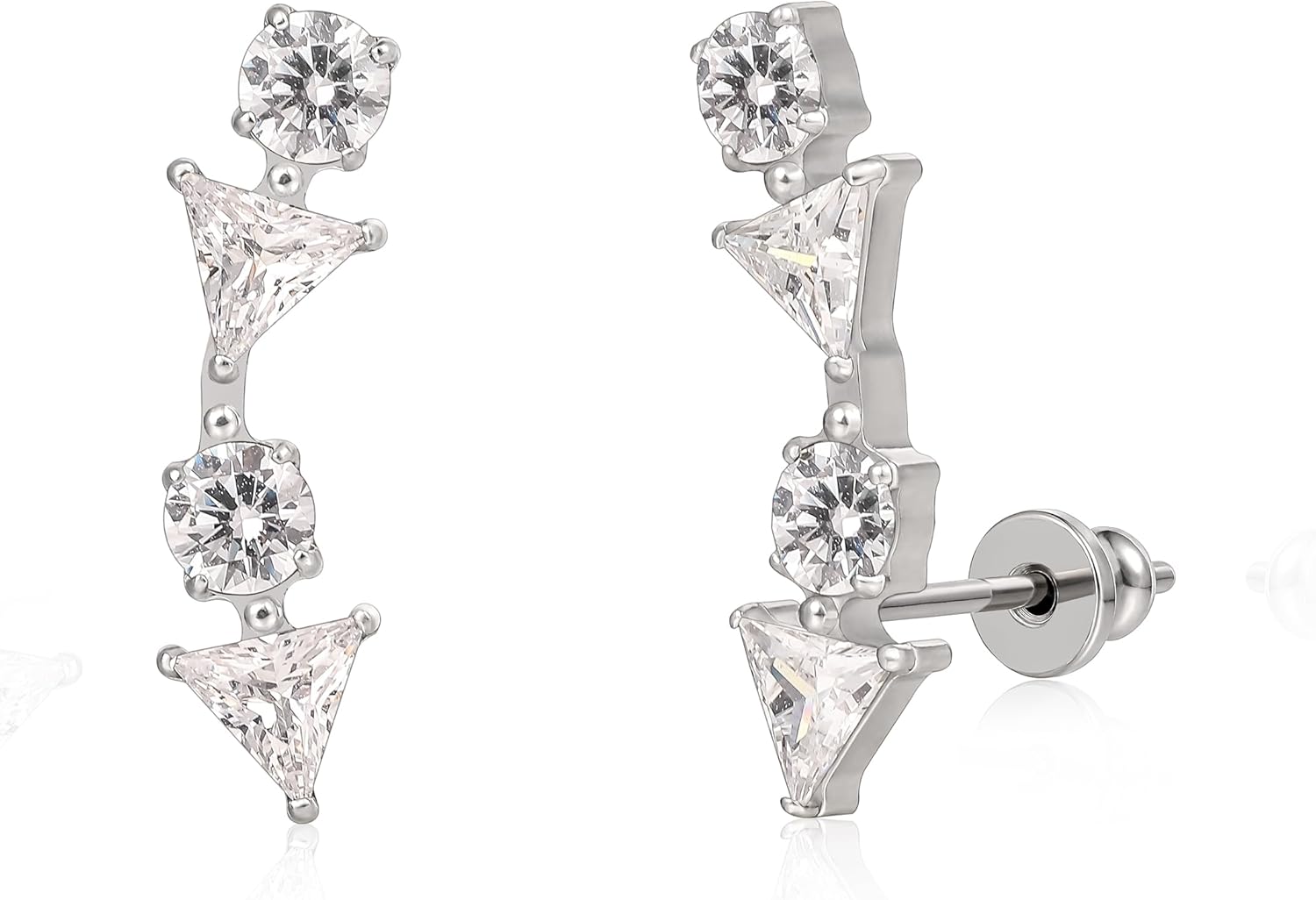 Limerencia F136 Pure Titanium Hypoallergenic Implant Grade Studs, G23 Small Dainty Cubic Zirconia Earrings for Women's Sensitive Ears