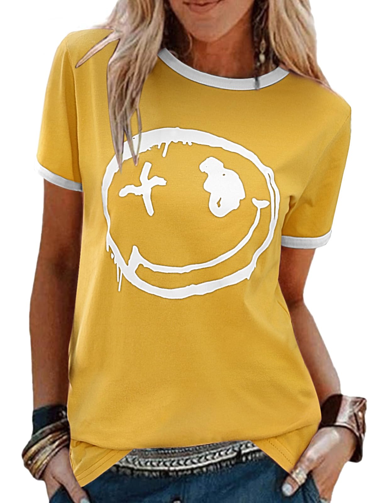 heekpek Damen Tshirt Oversize T Shirt Baumwolle Kurzarm Longshirt Sommer Oberteile Graphic Tee Lang Bluse Tunika Tops für Teenager Mädchen Locker Basic T-Shirt