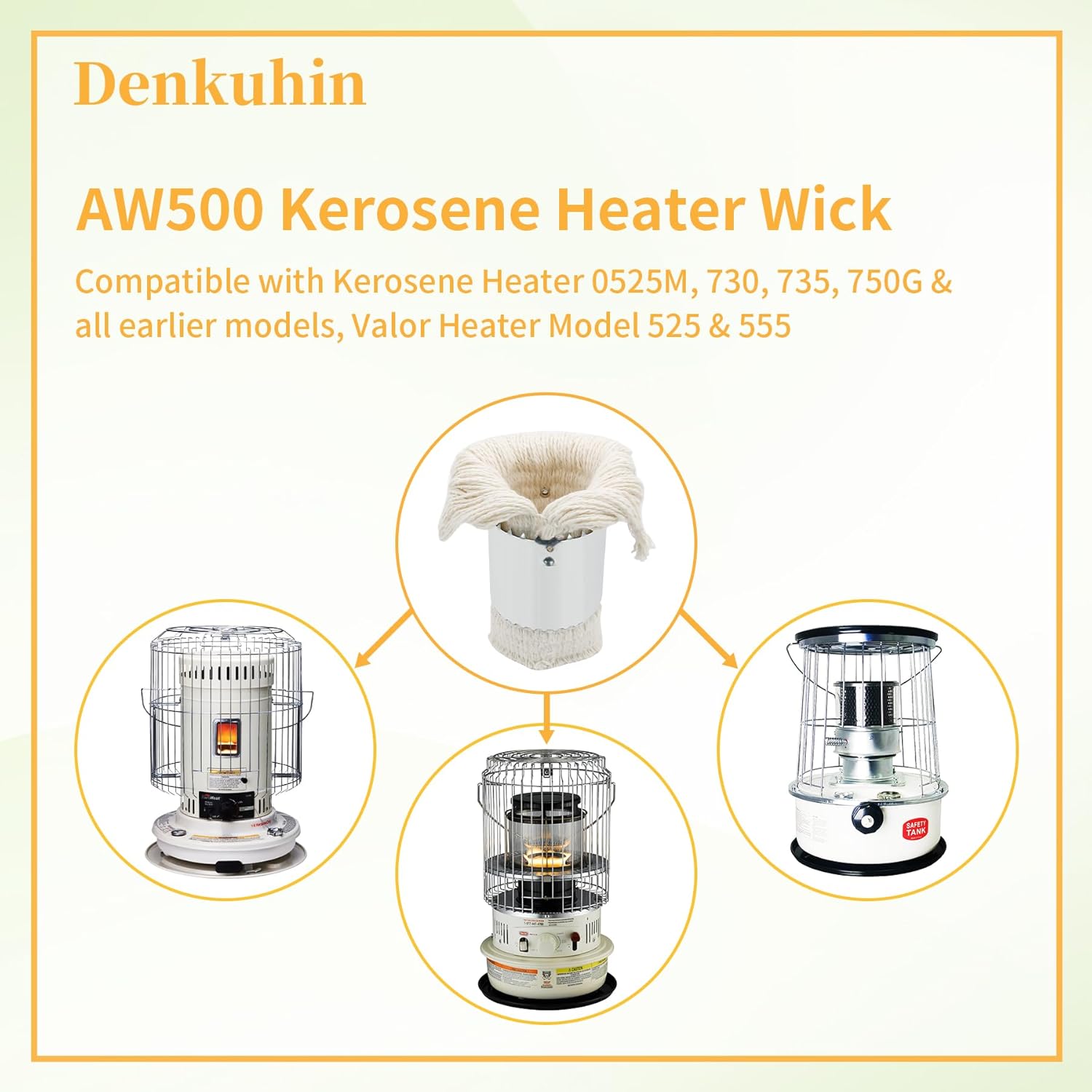 AW500 Kerosene Heater Wick for American Wick 0525M, 730, 735, 750G, Fit for Valor 525 & 555 & Most Perfection Models Kerosene Heaters