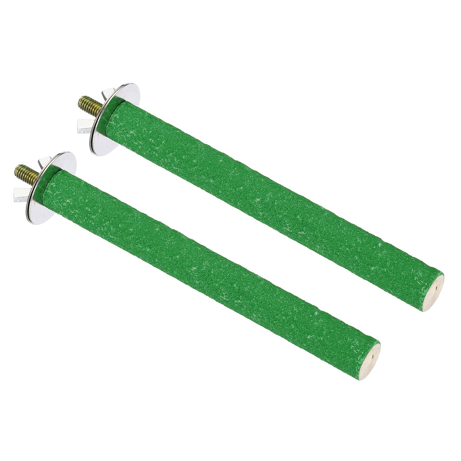 PATIKIL 0.6x5.5 Inch Bird Cage Perch, 2 Pack Parrot Stand Paw Grinding Stick Bird for Parakeet Cockatiel Cage Accessories, Green