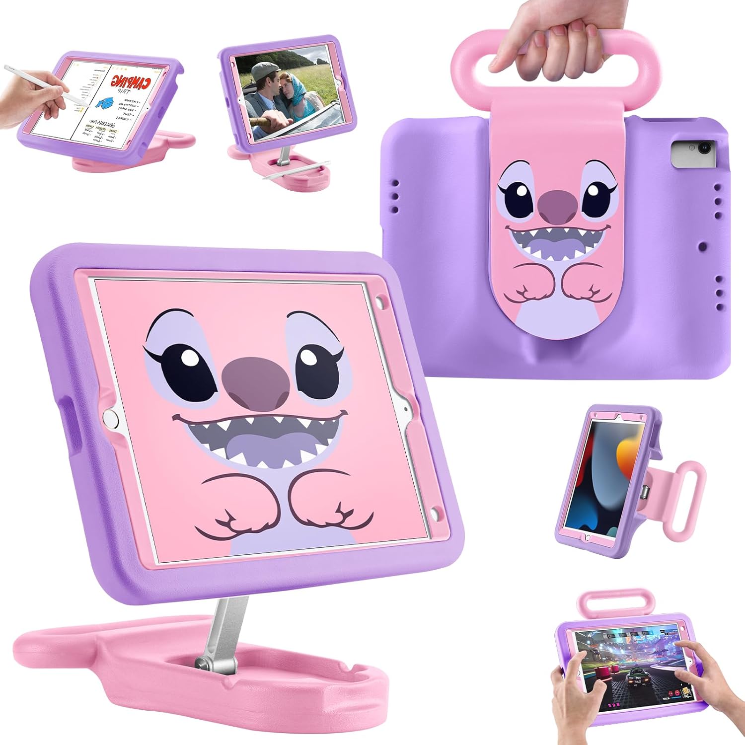 Kids Case Compatible with iPad 7th/8th/9th Gen,10.2 inch 2021/2020/2019 Case with Adjustable Portrait Landscape Stand Handle Child Friendly Protective Cover for iPad 10.2 inch (heilan)