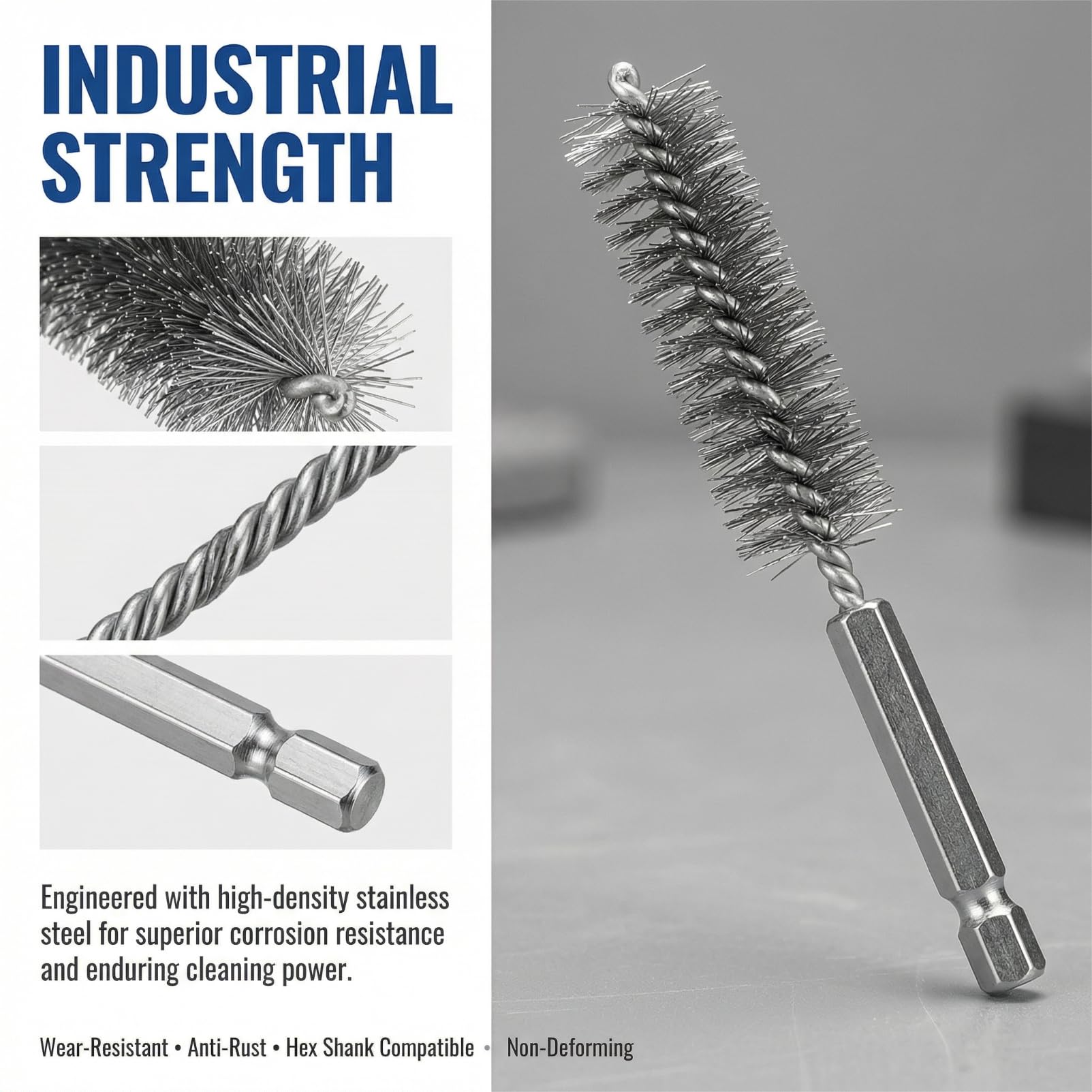 Stainless Steel Wire Bore Brush Set - Rust Removal -4 Stainless Steel Wire Bore Brush Set - Rust Removal -4