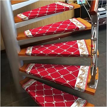 Stair Treads Non Slip Indoor,Stair Carpet Treads Spiral Staircase Tread Mat 15pcs Turn Left Stair Carpet, Non-Slip Step Pad Indoor Protection Rug, Repeat Paste Without Trace, D-60 * 33/12cm