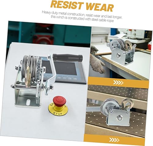 Miniatura 6 de Mobestech Cabrestante de mano para remolque de barco, mini cabrestante de 500 libras, 23.0 ft, cable de acero, diseño compacto para un fácil