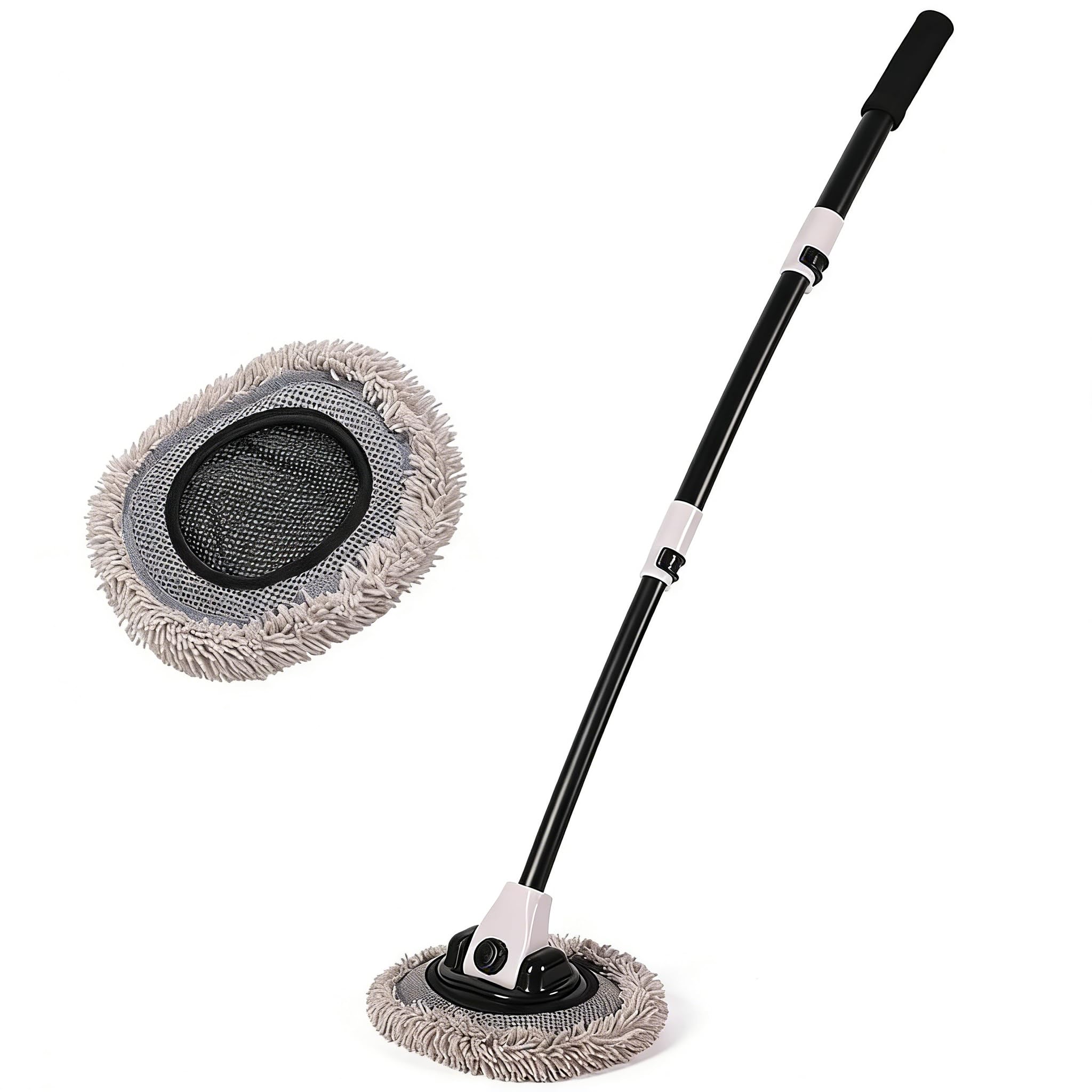 ONEMAJI Car Wash Brush with Telescopic Handle for Dacia Duster I 2010-2017, Microfiber Car Wash Mop Cleaning Tool Scratch Free Wash Mitt,Grey