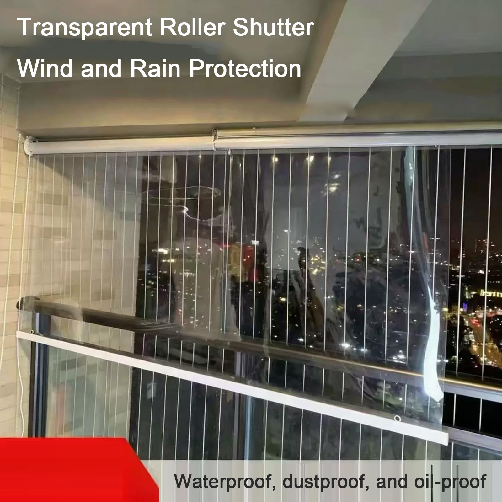 Transparent Wasserdichtes Roll-Up-Rollo für Veranda-Pavillon,mit Zubehör (W110xH180cm)