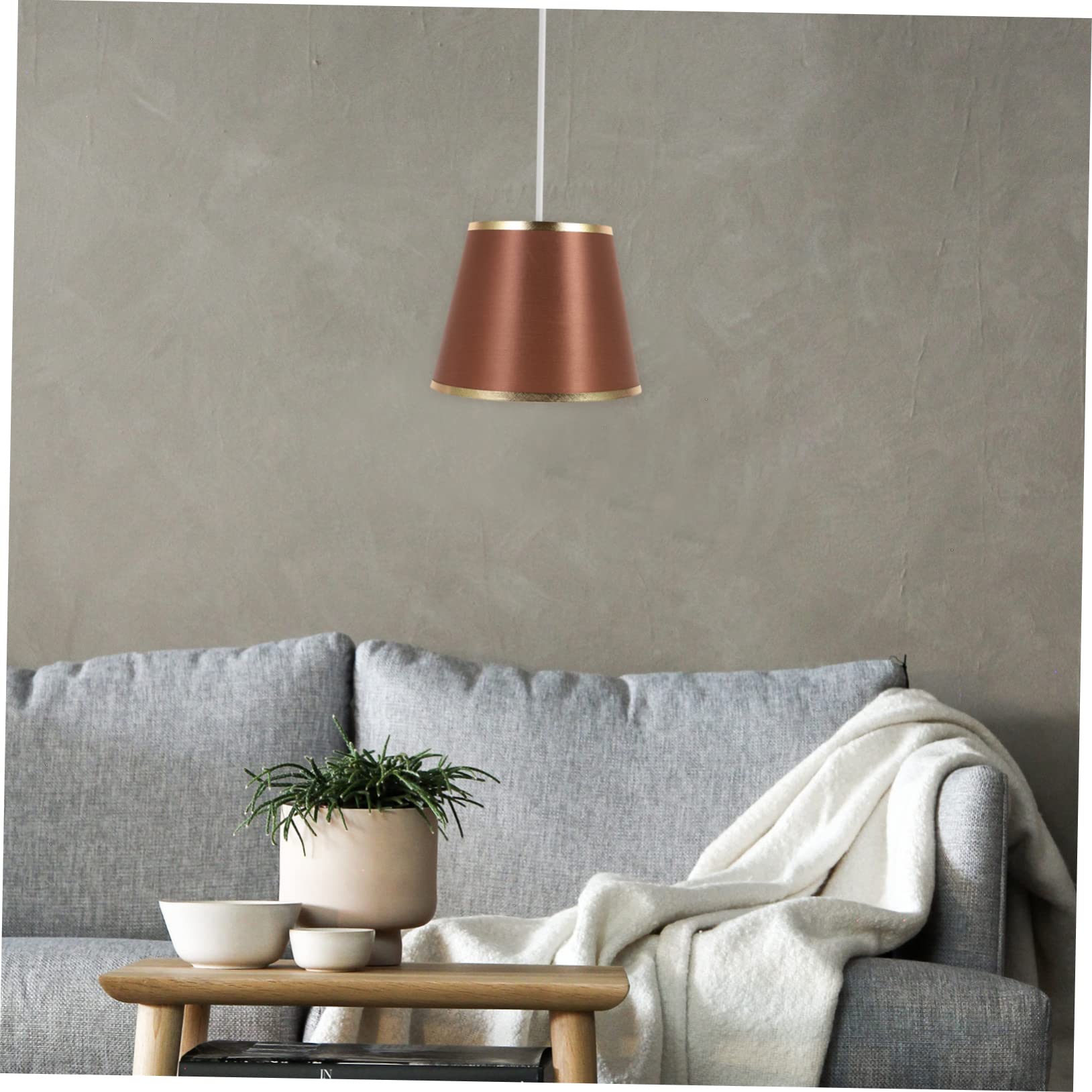 Runder Lampenschirm E27 aus Gewebe in Coffee, Ersatz