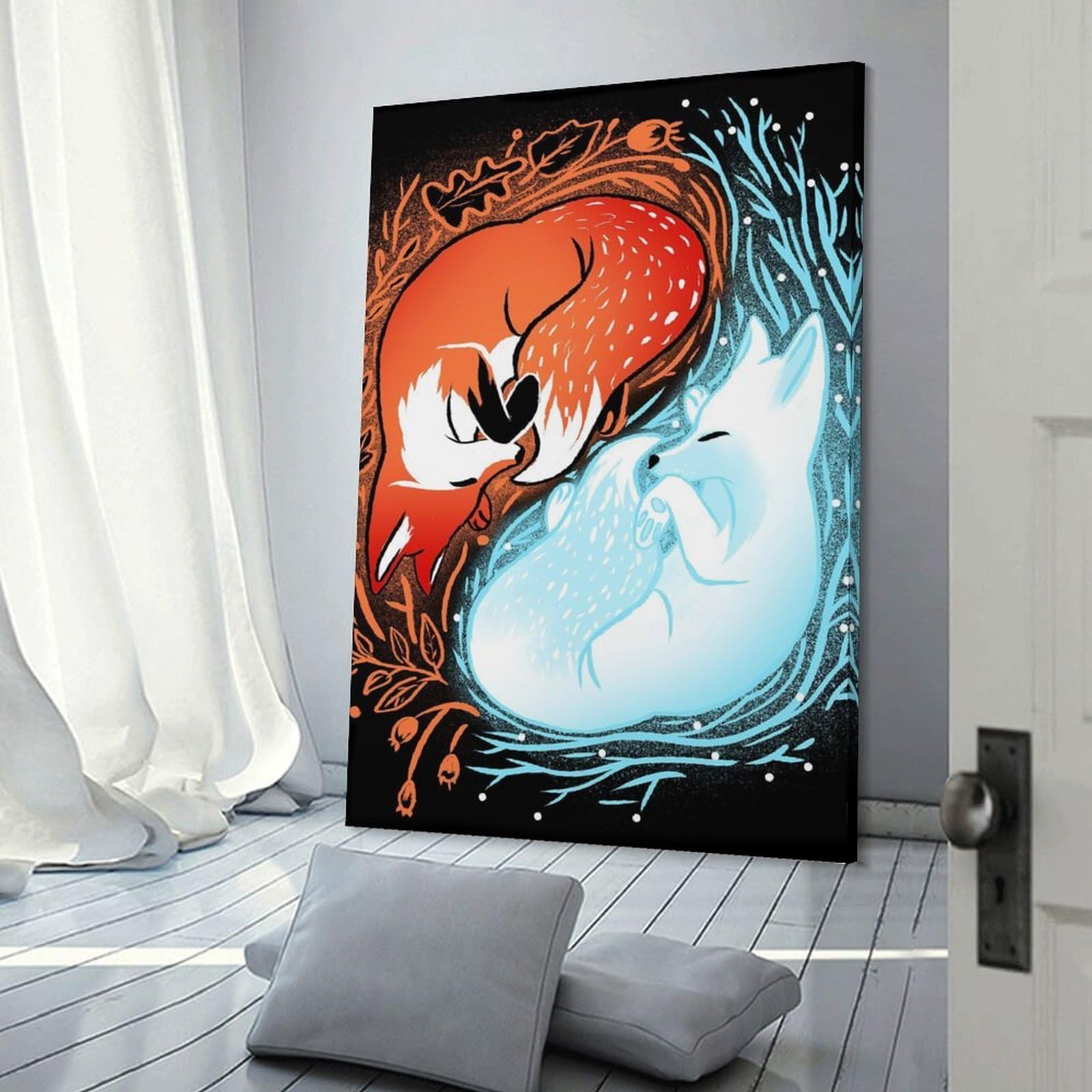Junmoney Autumn And Winter Fox Wall Picture Print 20x30inch(50x75cm), for Home Office, Desk Area Or Studio, Home Office Artwork with Decorative Appeal