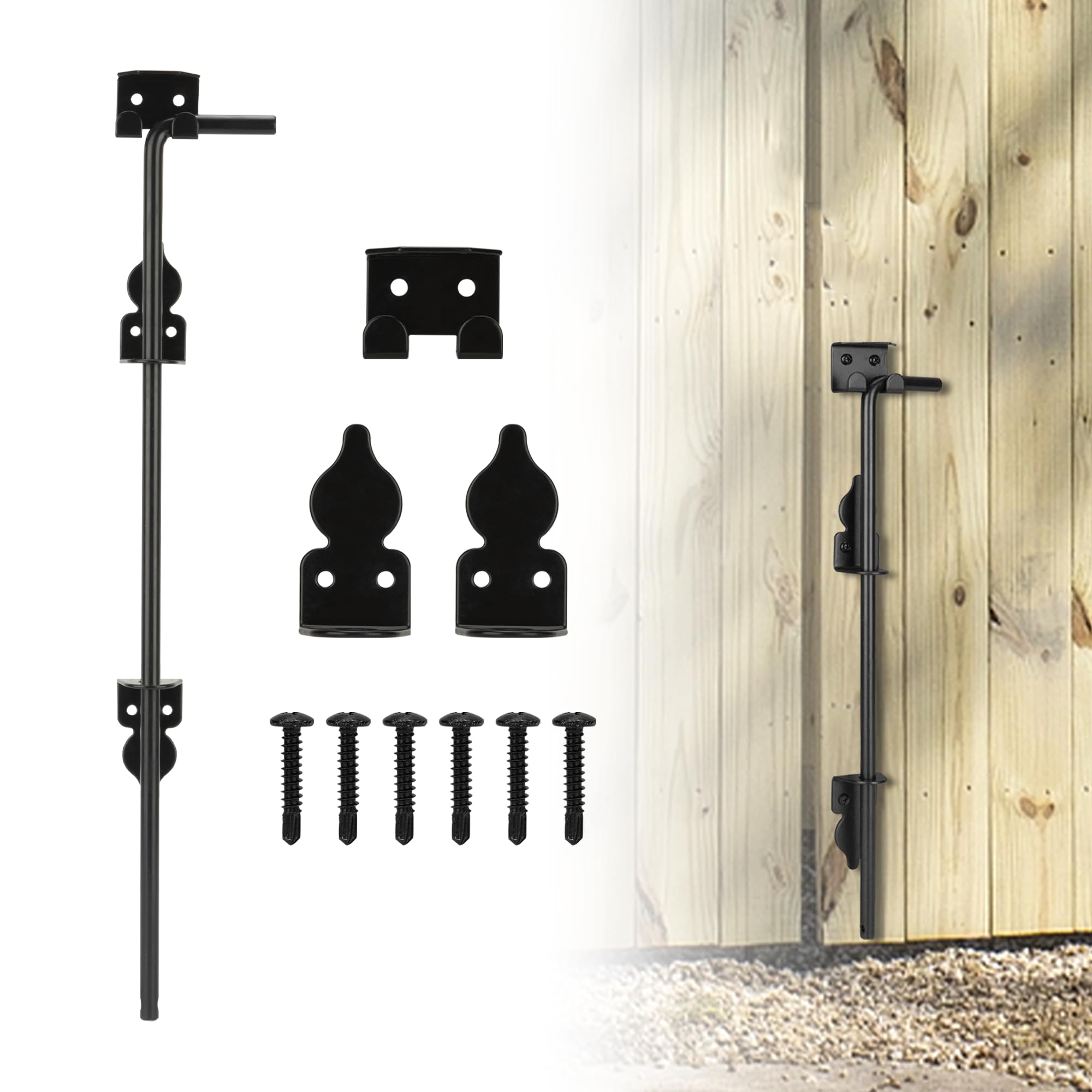 18" Heavy Duty Cane Bolt, Gate Drop Rod for Vinyl Gate Latch, Cane Bolts for Gates for Wood PVC Vinyl Metal Fences Gates-1 Pack