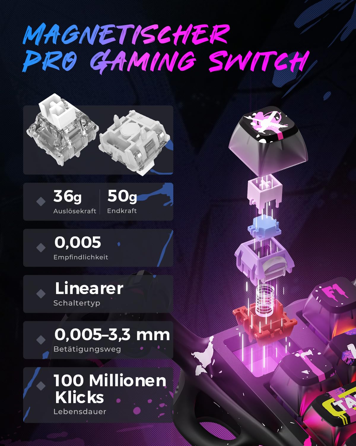 GravaStar Mercury V75 Pro HE Gaming Keyboard - Hall Effect Switches 8 kHz Polling - Dettaglio