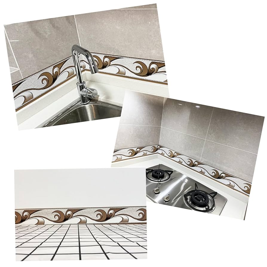 Wall Borders Self Adhesive Wallpaper Stickers Cabinet Mirror Frames Decorative Strips Peel And Stick PVC Floor Guide Lines Molding Decal Trim For Living Room Bedroom Bathroom Kitchen Tiles