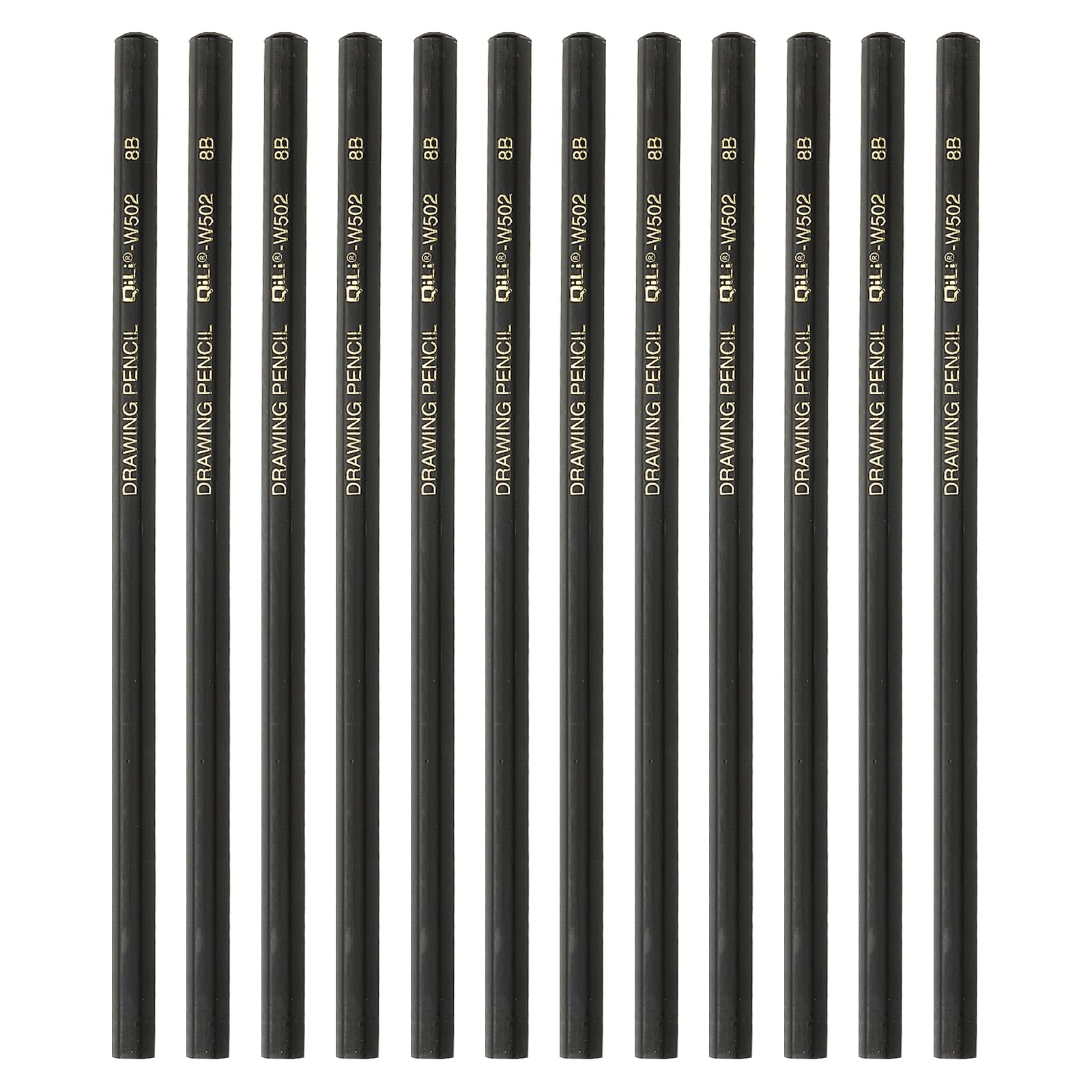 PATIKIL 12Pcs 8B Drawing Pencils for Sketching, Hexagonal Sketch Pencils for Drawing Writing Art Sketching Artists Beginners, Black