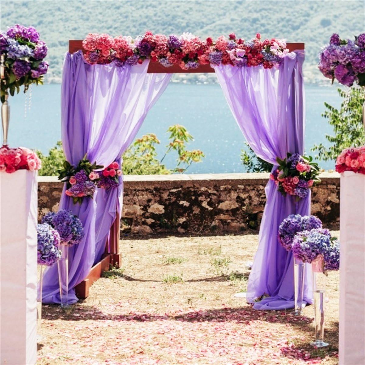 Chiffon-Vorhänge für Hochzeiten, romantische Brautbogen-Vorhänge aus 100D leichtem Stoff, dekorativer Hintergrund für Partydekoration und Hochzeitsort (Hellrosa, 1,5 x 3 m, 2 Stück)