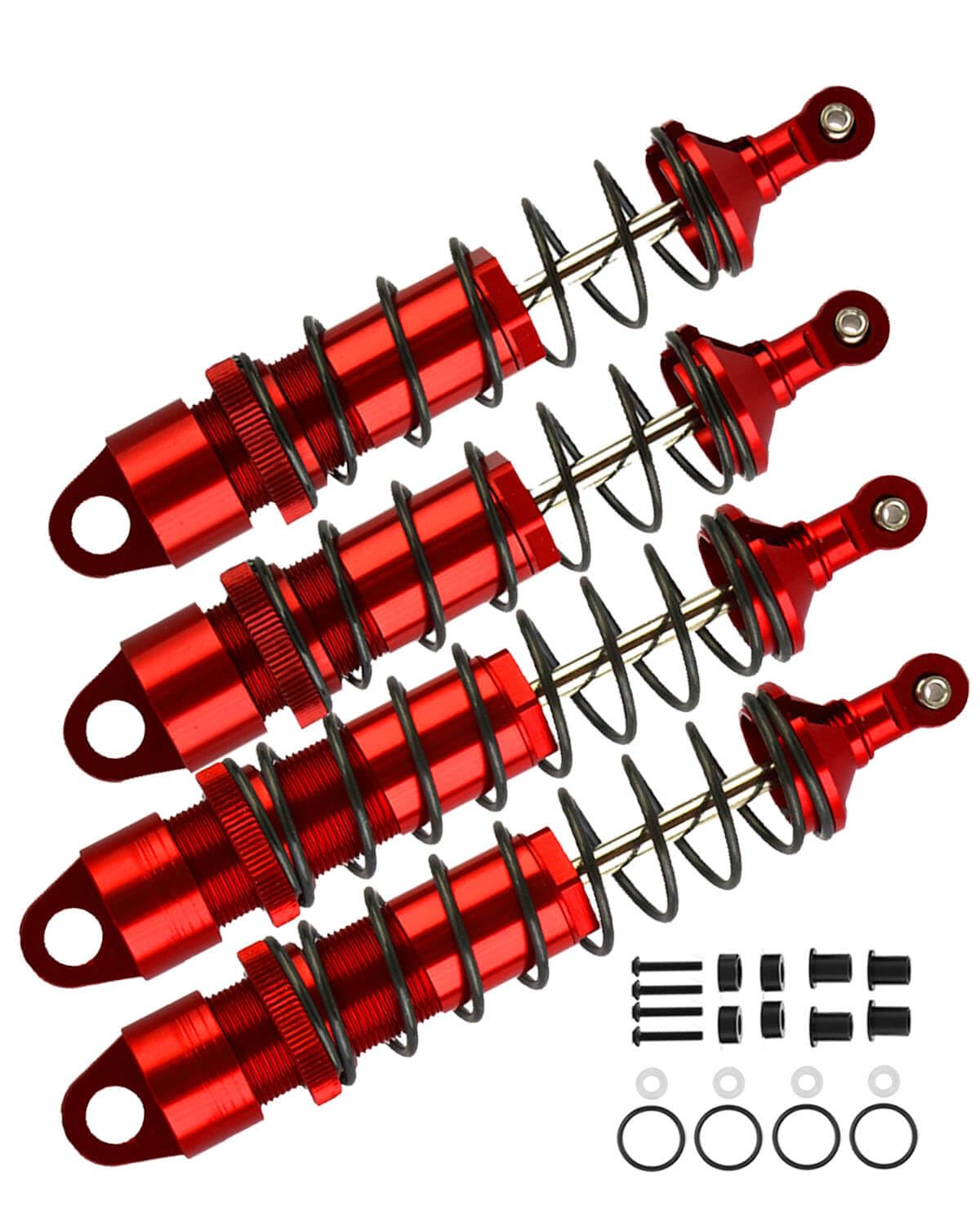 RCMYou RC Shocks Absorber Damper Upgrades Part for 1/8 Traxxas Sledge 4WD #95076-4,4PCS Alloy Front Rear Big Bore Full Metal Adjustable RC Shock Absorber,Red