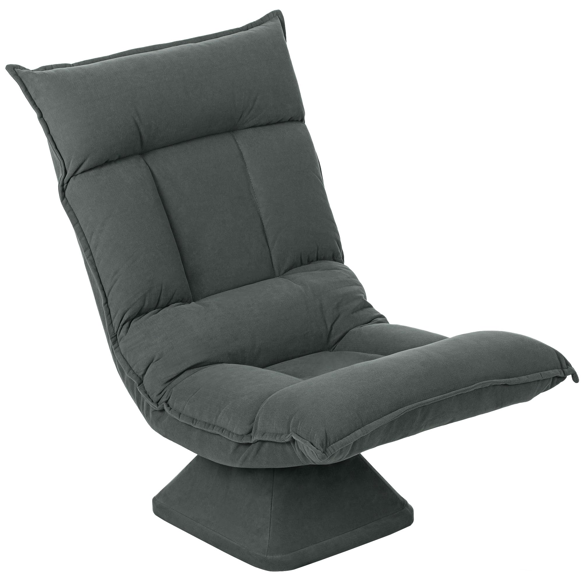 HOMCOM Chaise de Sol Pivotante à 360°, Fauteuil Pliable en Velours avec Dossier Réglable 5 Positions, Chaise Méditation Rembourrée pour Salon, Gaming et Lecture, Gris Foncé