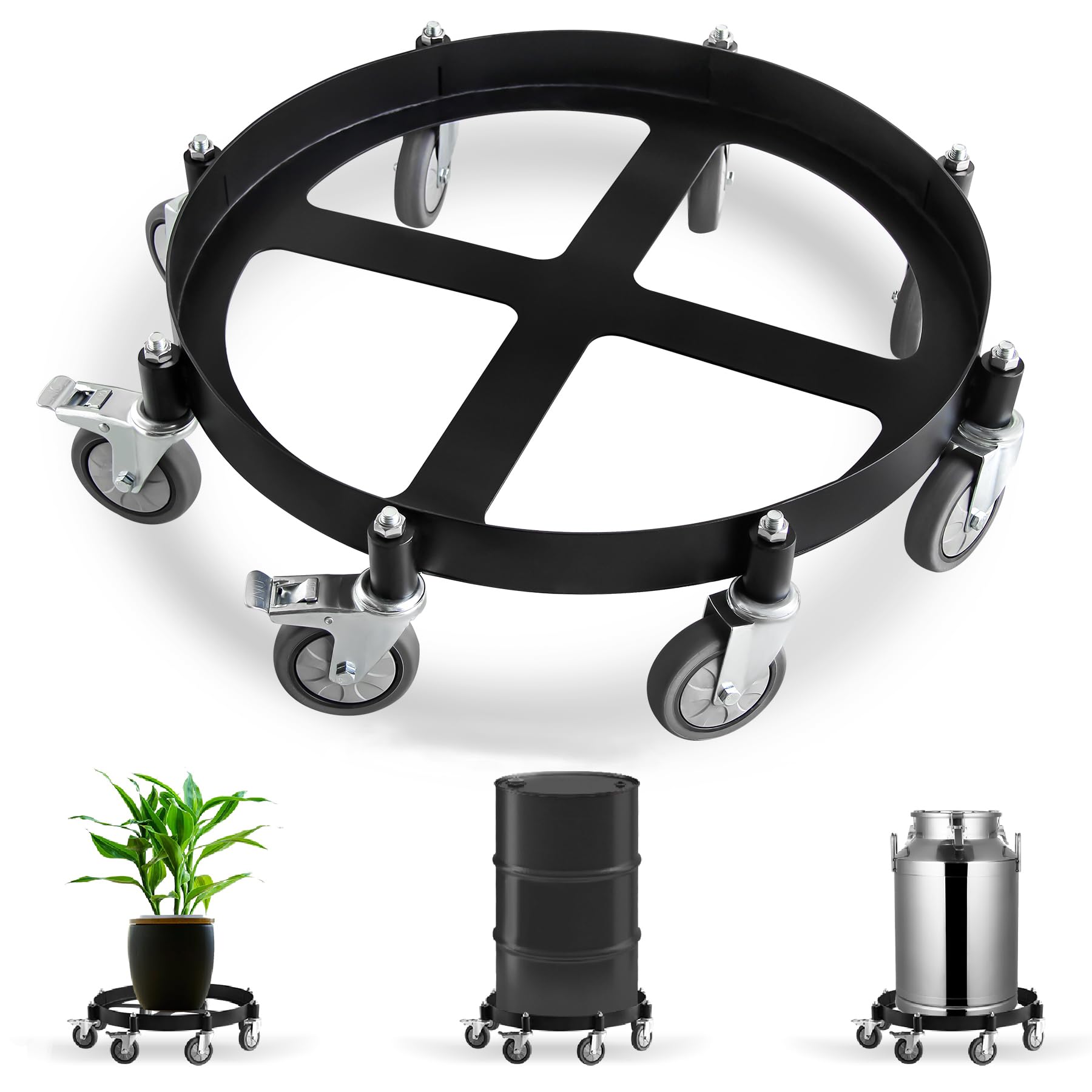 Amazon.com: Migoda Heavy Duty Steel Drum Dolly, 55 Gallon Steel Frame ...
