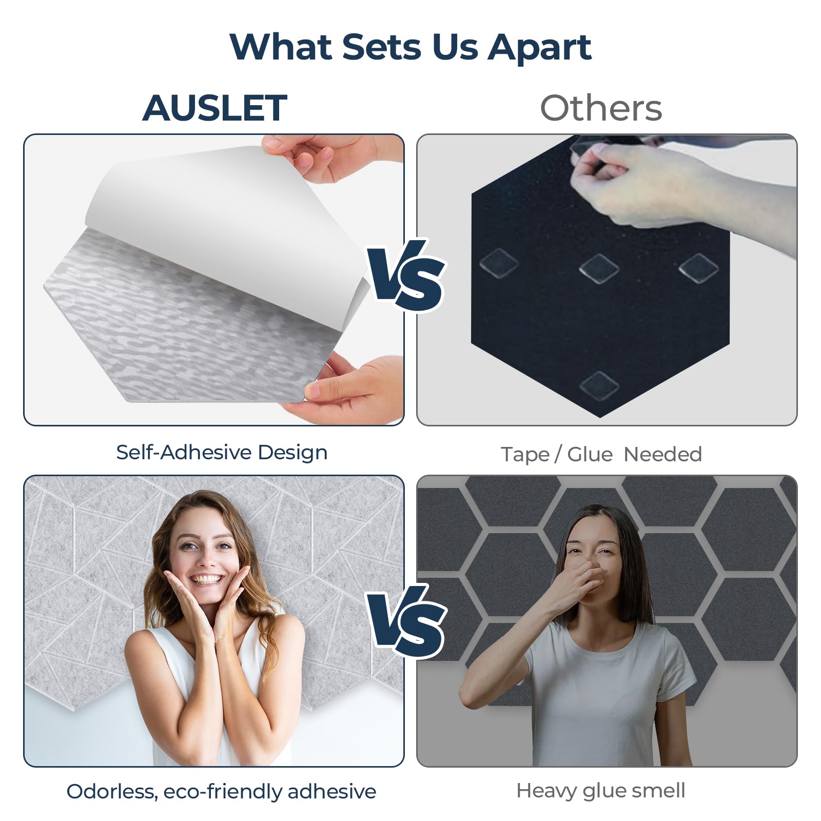Paquete de 12 paneles acústicos hexagonales – Paneles de pared insonorizados de alta densidad, paneles de pared acústicos autoadhesivos de 12 x 10 x 0.4 pulgadas para el hogar, estudio, oficina
