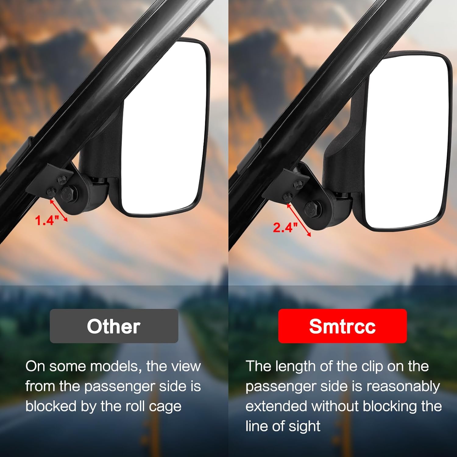 Smotrrc UTV Side View Mirrors-Compatoble with Polaris Ranger 570 900 XP 1000 Crew General 1000,Can Am Defender HD8 HD10,Not Compatible with Full Door