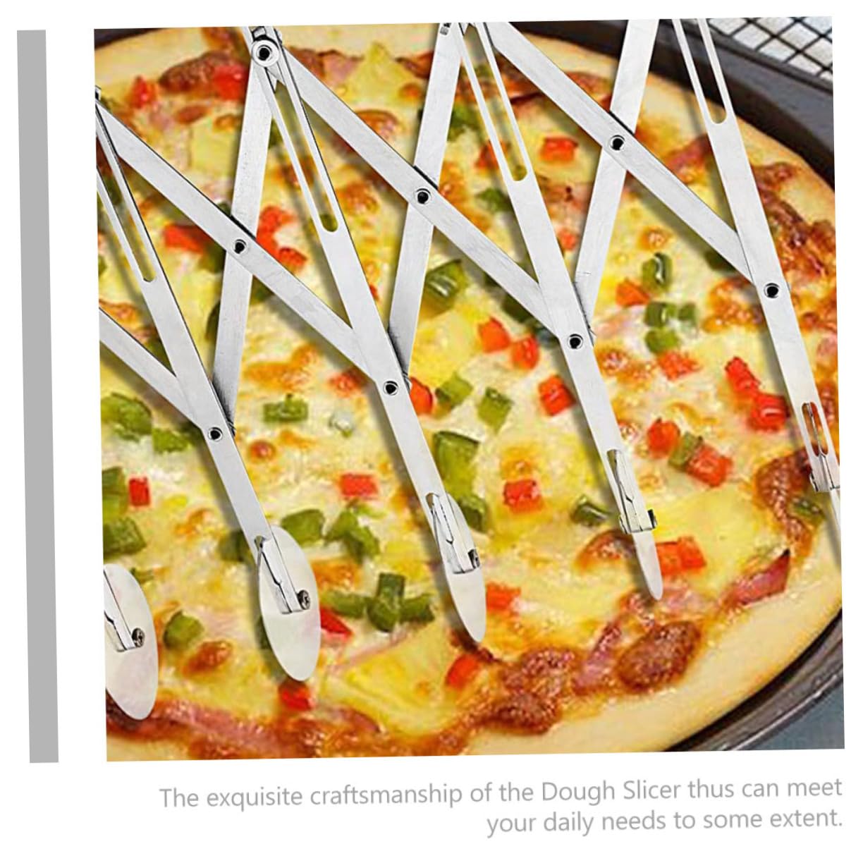 MAGICLULU 5-rädriger Pizzaschneider aus Edelstahl Verstellbar mit Modernem Design Praktisches Teigrädchen für Einfaches Pizza Backen und Küchenutensilien in Silber