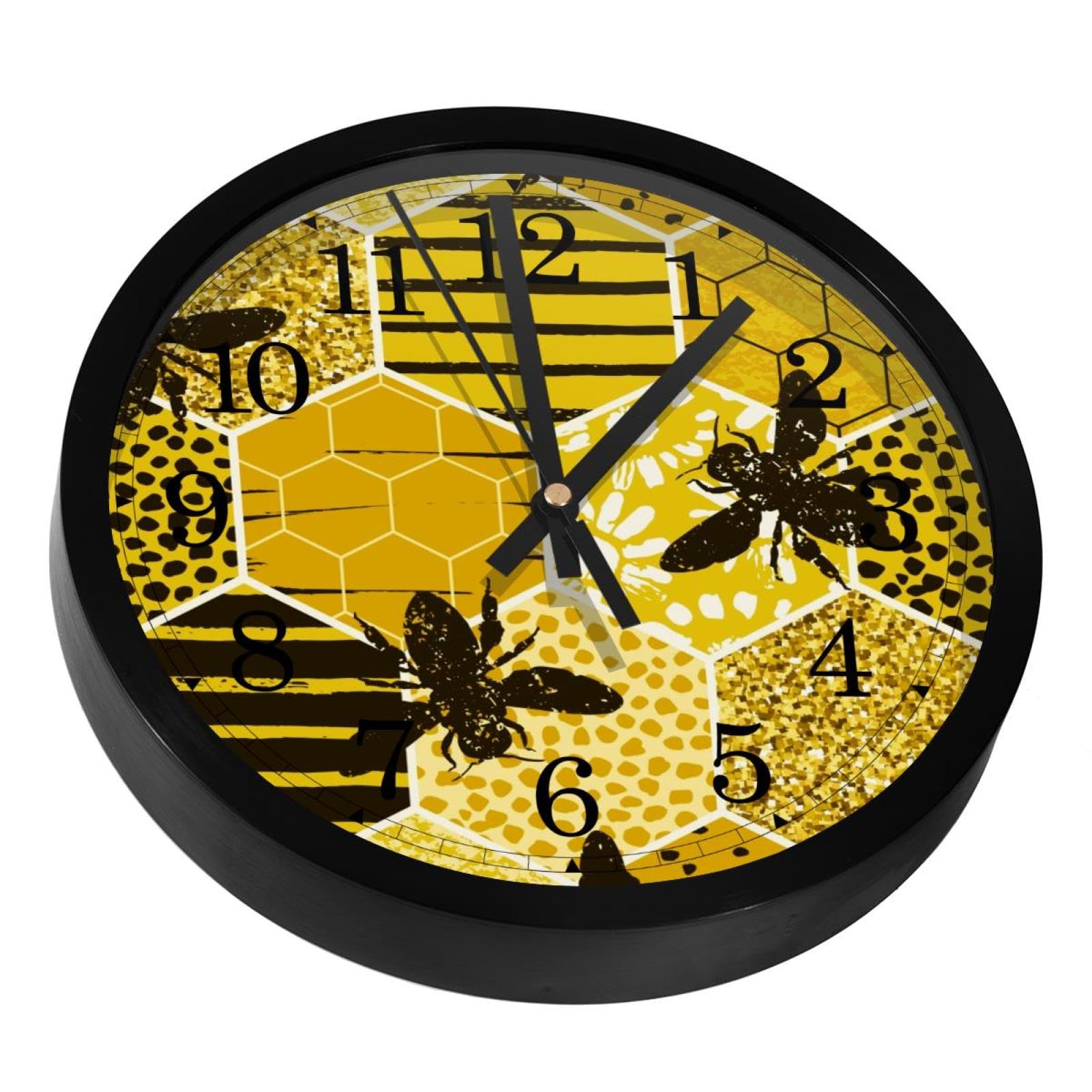 Horloge murale silencieuse pour chambre et cuisine motif géométrique