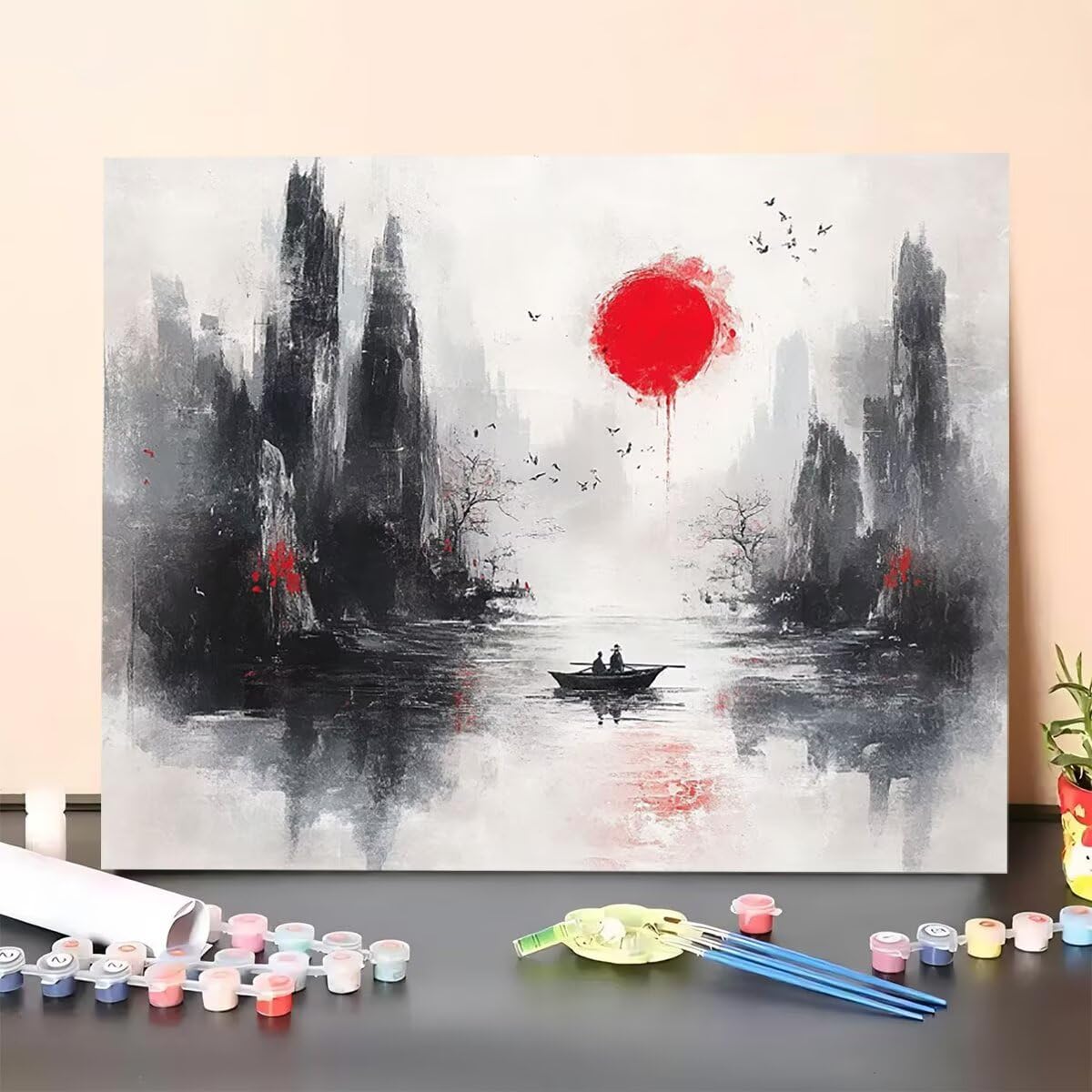 Berg Dipingere con i Numeri Barca Dipingere con i Numeri per Adulti Bambini Principianti, Fai da te Paint by Numbers Kit Artigianato Hobby Adulti, La Decora la Casa Regalo 80 x 110, Senza Cornice 93-7