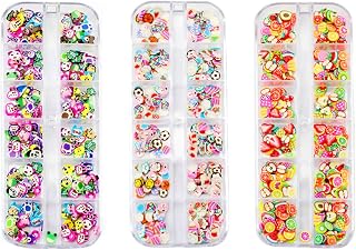 36 Boxes Nail Art Slice, BetterJonny 3D Fruit Cartoon Christmas Clay Slice Colorful DIY Nail Art Decoration for Nail Craft Slime Decor
