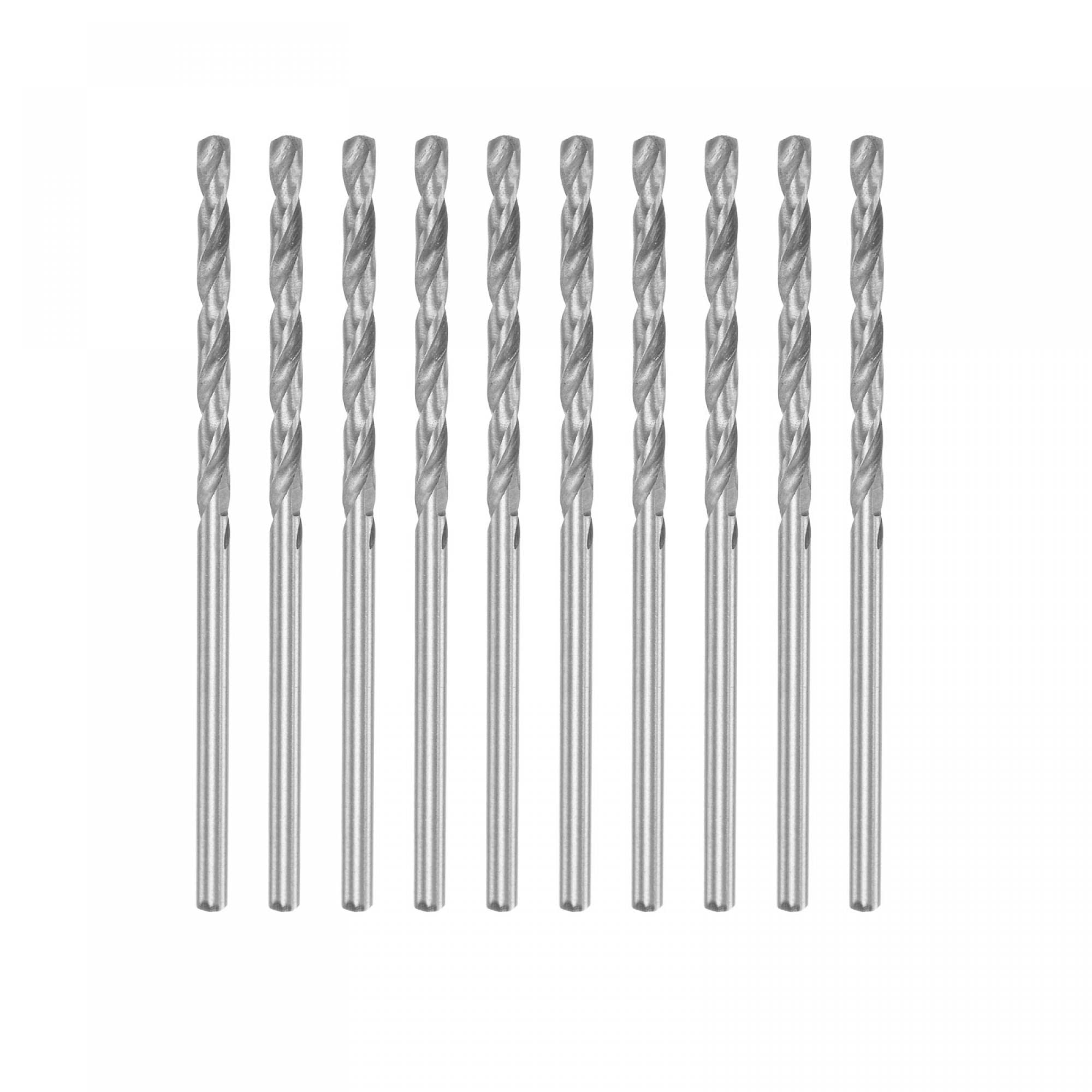 uxcell 10 Pcs 2.35mm HSS(High Speed Steel) W6542 Micro Drill Bits, Fully Ground Jobber 56mm Length Drill Bit for Mild Steel Copper Aluminum