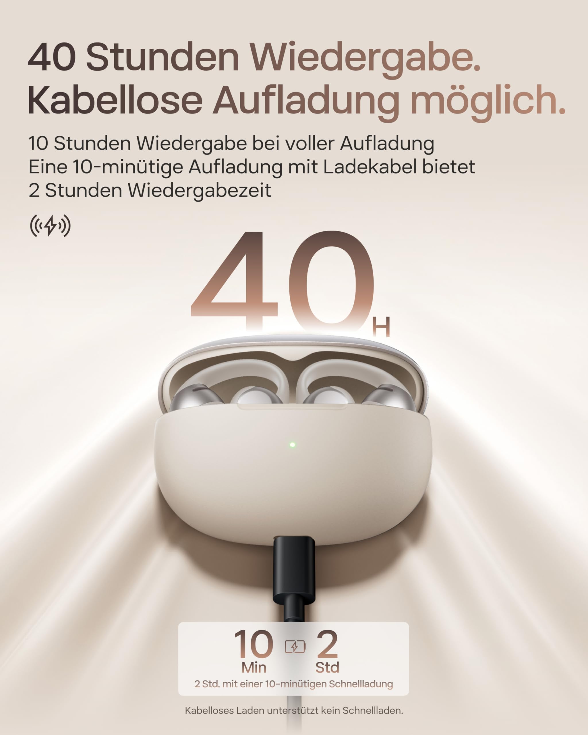 SHOKZ OpenDots ONE Open Ear Kopfhörer, Premium Dolby Audio, Clip On Earbuds mit Mikrofon, Bluetooth 5.4, schnelles Aufladen, 40 Stunden Spielzeit, IP54, Gewicht 6,5g, mit Reinigungstuch, Grau