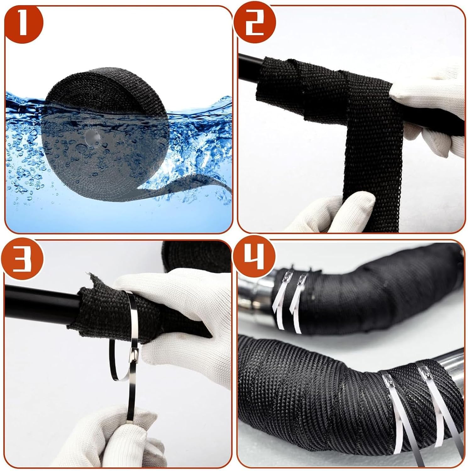 Motorcycle Exhaust Thermal Tape Sports Muffler Wrap Heat Shield Insulation for Pit Dirt Bike Fiberglass Shield Sleeve