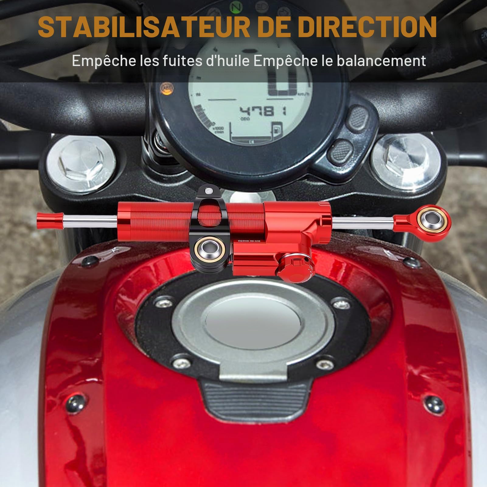Amortisseur de direction universel pour moto, stabilisateur de direction réglable, en alliage d'aluminium pour vélo et moto