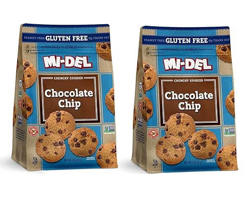 Mi-Del - Galletas con chispas de chocolate sin gluten, galletas de chocolate crujientes, certificadas sin OMG, 0.00 oz de grasa trans, kosher, sin
