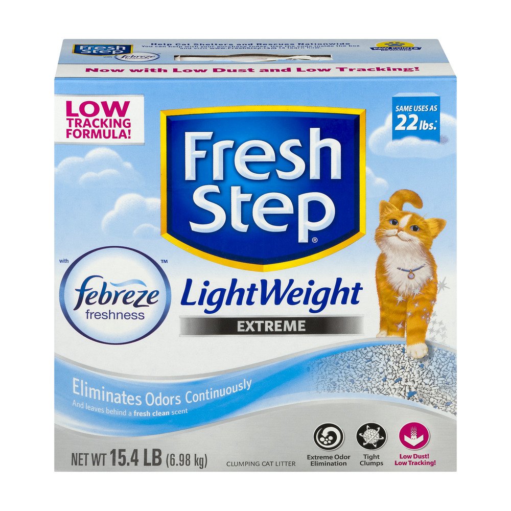 Fresh Step Lightweight Extreme with Febreze Freshness, Clumping Cat Litter, Scented, 15.4 Pounds (2 Box)