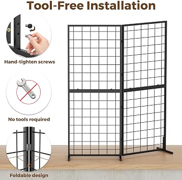 Foldable Desktop Grid Wall Panels, Display Rack for Vendor Booths