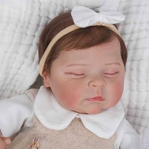 Miniatura 9 de CHAREX Muñecas de bebé recién nacidas realistas de 22 pulgadas durmiendo con cuerpo de tela suave y pesado, muñeca de bebé de la vida real