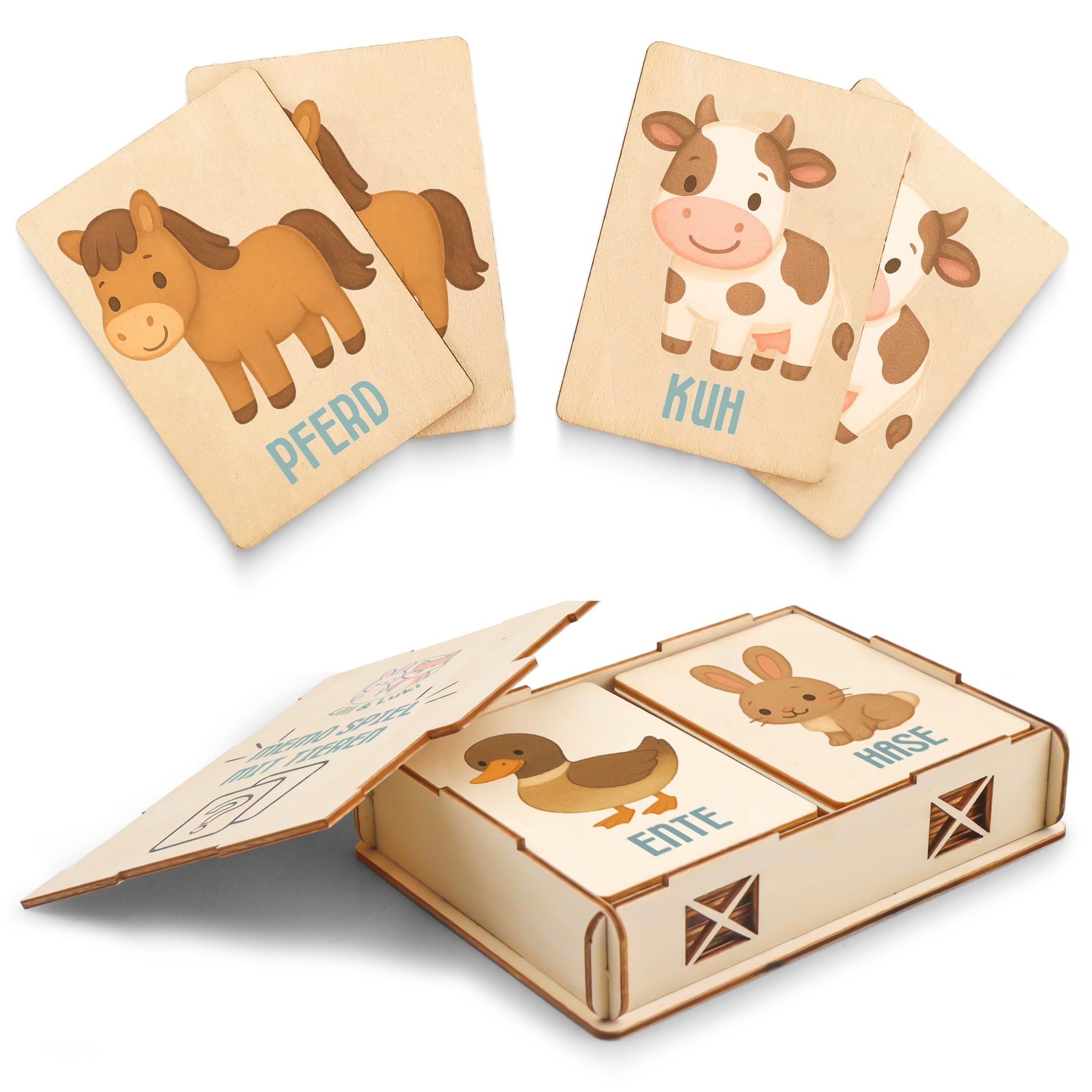 Lilli&Luki® Spielzeug ab 2 Jahre [20 Karten] Montessori | Kinderspielzeug | Logopädie | Lesen Lernen 1. klasse | Geschenk | Lernspiele | Memo | Mädchen | Holzspielzeug | Geschenkideen | Lernspielzeug