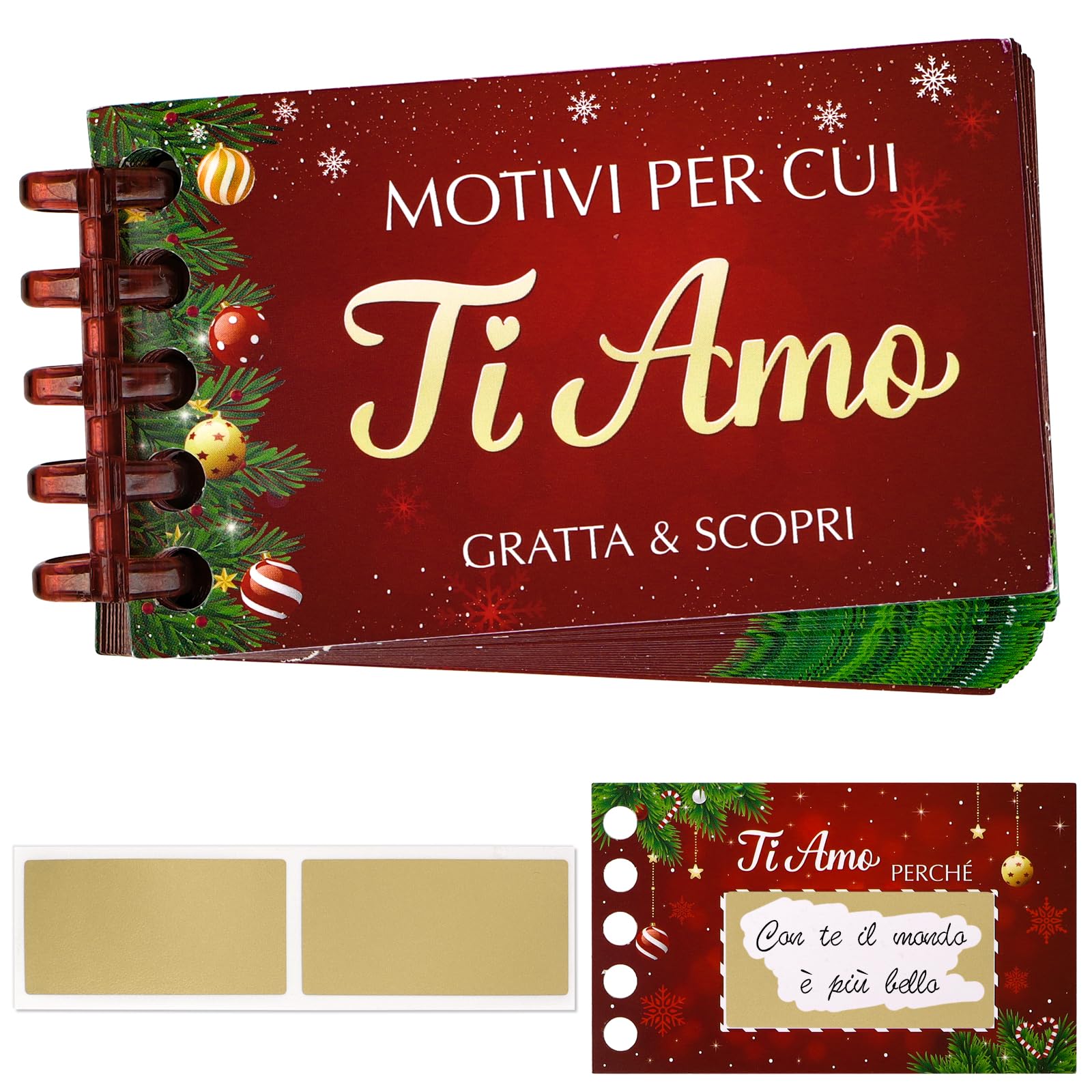 Bigliettini Calendario Avvento Natale D’Amore Scritta Ti Amo Perché Regalo Anniversario per Lui Gratta E Vinci Buon Natale Personalizzato Fidanzati Matrimonio DIY Natalizio