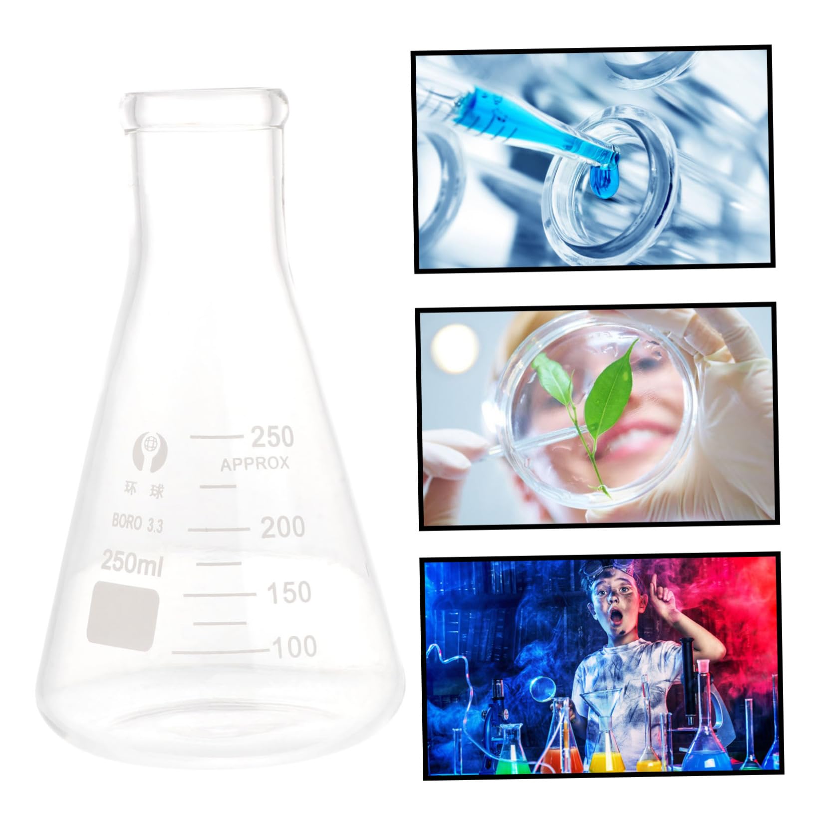Veemoon 4piezas Supplies De Laboratorio Matraces De Vidrio Compactos y Para Experimentos Escolares Diseño Seguro